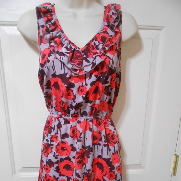 love, Fire Red and Purple Floral Backless Dress - Picture 3 of 13